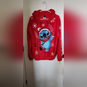 Disney Vibrant Red Plush Stitch Hoodie